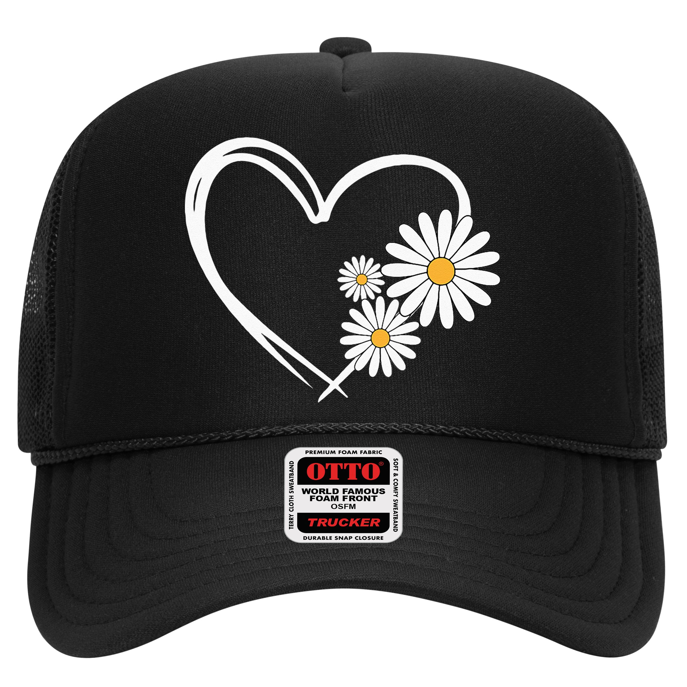 Heart With Daisy Flowers Daisies With Heart Outline Hat
