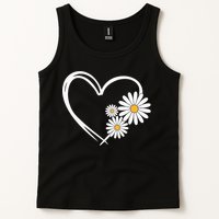 Heart With Daisy Flowers Daisies With Heart Outline Tank Top