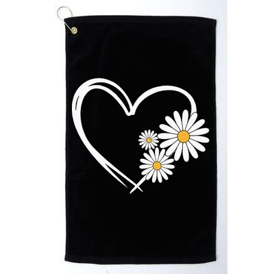 Heart With Daisy Flowers Daisies With Heart Outline Golf Towel