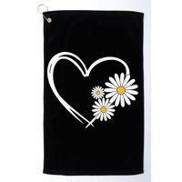 Heart With Daisy Flowers Daisies With Heart Outline Golf Towel
