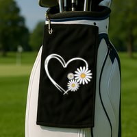 Heart With Daisy Flowers Daisies With Heart Outline Golf Towel