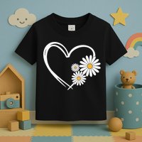 Heart With Daisy Flowers Daisies With Heart Outline Toddler T-Shirt