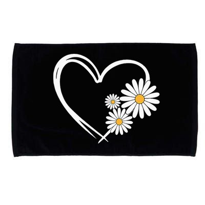 Heart With Daisy Flowers Daisies With Heart Outline Microfiber Hand Towel