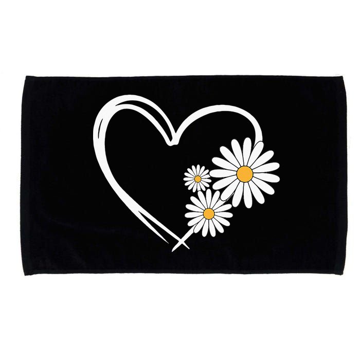 Heart With Daisy Flowers Daisies With Heart Outline Microfiber Hand Towel