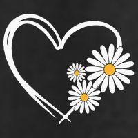 Heart With Daisy Flowers Daisies With Heart Outline Microfiber Hand Towel