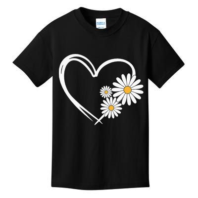 Heart With Daisy Flowers Daisies With Heart Outline Kids T-Shirt
