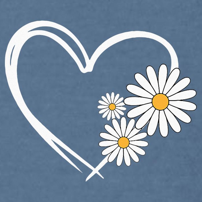 Heart With Daisy Flowers Daisies With Heart Outline Garment-Dyed Sweatshirt
