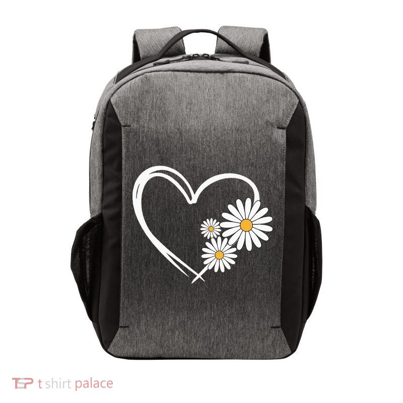 Heart With Daisy Flowers Daisies With Heart Outline Vector Backpack