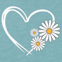 Heart With Daisy Flowers Daisies With Heart Outline Sueded Cloud Jersey T-Shirt
