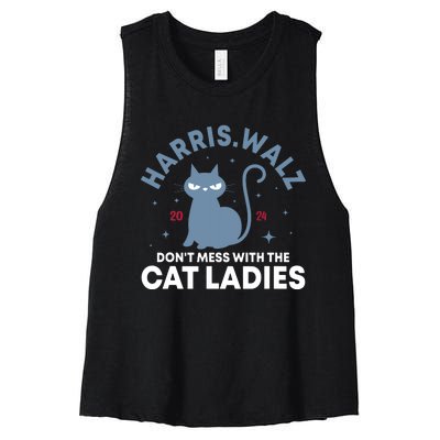 Harris Waltz DonT Mess With The Cat Ladies Kamala Tim Walz Women's Racerback Cropped Tank