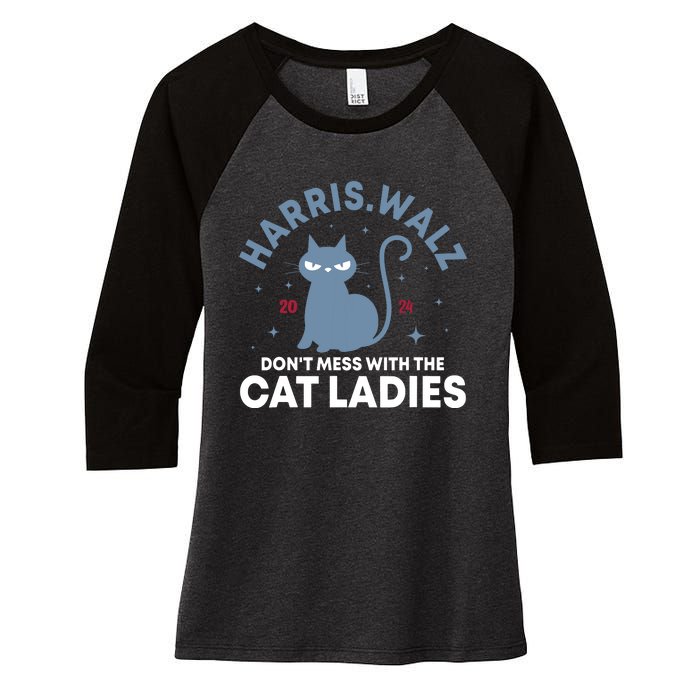 Harris Waltz DonT Mess With The Cat Ladies Kamala Tim Walz Women's Tri-Blend 3/4-Sleeve Raglan Shirt