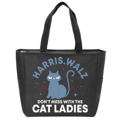 Harris Waltz DonT Mess With The Cat Ladies Kamala Tim Walz Zip Tote Bag