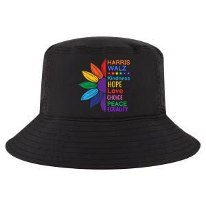 Harris Walz Diversity Rainbow Daisy Sunflower Vote Blue Cool Comfort Performance Bucket Hat