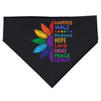 Harris Walz Diversity Rainbow Daisy Sunflower Vote Blue USA-Made Doggie Bandana