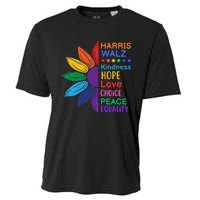 Harris Walz Diversity Rainbow Daisy Sunflower Vote Blue Cooling Performance Crew T-Shirt