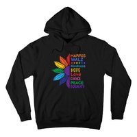 Harris Walz Diversity Rainbow Daisy Sunflower Vote Blue Hoodie