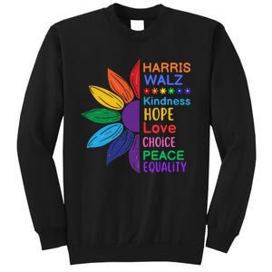 Harris Walz Diversity Rainbow Daisy Sunflower Vote Blue Sweatshirt