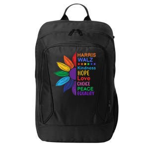 Harris Walz Diversity Rainbow Daisy Sunflower Vote Blue City Backpack