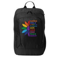 Harris Walz Diversity Rainbow Daisy Sunflower Vote Blue City Backpack