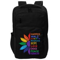 Harris Walz Diversity Rainbow Daisy Sunflower Vote Blue Impact Tech Backpack