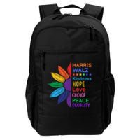 Harris Walz Diversity Rainbow Daisy Sunflower Vote Blue Daily Commute Backpack