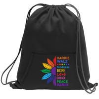 Harris Walz Diversity Rainbow Daisy Sunflower Vote Blue Sweatshirt Cinch Pack Bag