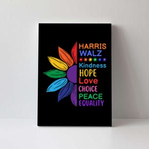 Harris Walz Diversity Rainbow Daisy Sunflower Vote Blue Canvas