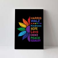 Harris Walz Diversity Rainbow Daisy Sunflower Vote Blue Canvas