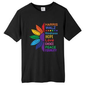 Harris Walz Diversity Rainbow Daisy Sunflower Vote Blue Tall Fusion ChromaSoft Performance T-Shirt