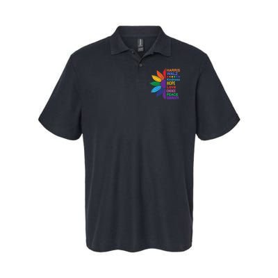 Harris Walz Diversity Rainbow Daisy Sunflower Vote Blue Polo