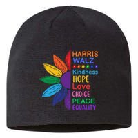 Harris Walz Diversity Rainbow Daisy Sunflower Vote Blue Sustainable Beanie