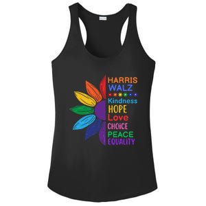 Harris Walz Diversity Rainbow Daisy Sunflower Vote Blue Ladies PosiCharge Competitor Racerback Tank