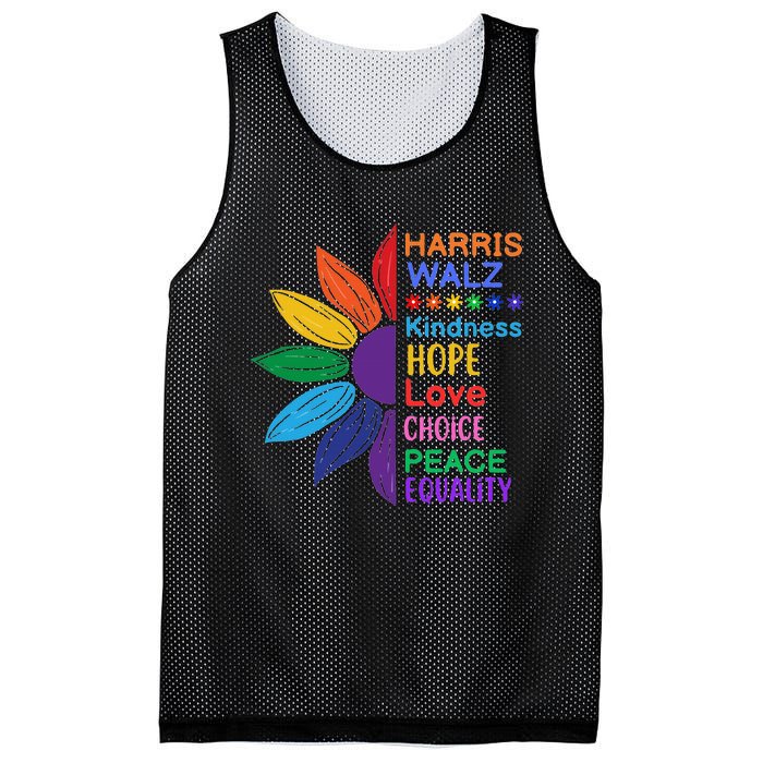 Harris Walz Diversity Rainbow Daisy Sunflower Vote Blue Mesh Reversible Basketball Jersey Tank