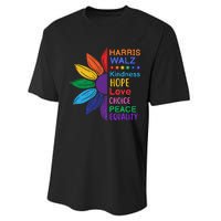 Harris Walz Diversity Rainbow Daisy Sunflower Vote Blue Performance Sprint T-Shirt