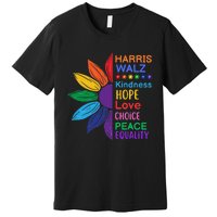 Harris Walz Diversity Rainbow Daisy Sunflower Vote Blue Premium T-Shirt