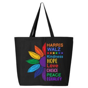 Harris Walz Diversity Rainbow Daisy Sunflower Vote Blue 25L Jumbo Tote