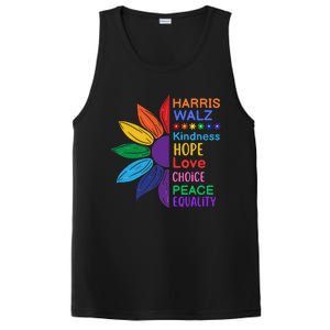 Harris Walz Diversity Rainbow Daisy Sunflower Vote Blue PosiCharge Competitor Tank