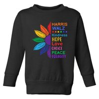 Harris Walz Diversity Rainbow Daisy Sunflower Vote Blue Toddler Sweatshirt