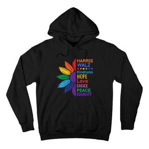 Harris Walz Diversity Rainbow Daisy Sunflower Vote Blue Tall Hoodie