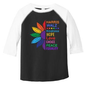 Harris Walz Diversity Rainbow Daisy Sunflower Vote Blue Toddler Fine Jersey T-Shirt