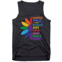 Harris Walz Diversity Rainbow Daisy Sunflower Vote Blue Tank Top