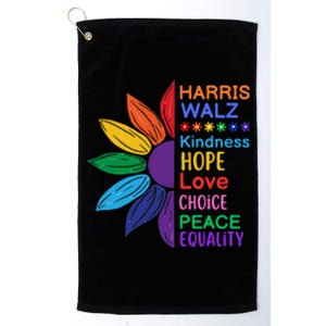 Harris Walz Diversity Rainbow Daisy Sunflower Vote Blue Platinum Collection Golf Towel