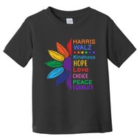 Harris Walz Diversity Rainbow Daisy Sunflower Vote Blue Toddler T-Shirt