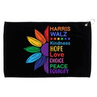 Harris Walz Diversity Rainbow Daisy Sunflower Vote Blue Grommeted Golf Towel