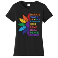 Harris Walz Diversity Rainbow Daisy Sunflower Vote Blue Women's T-Shirt