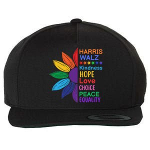 Harris Walz Diversity Rainbow Daisy Sunflower Vote Blue Wool Snapback Cap