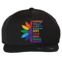 Harris Walz Diversity Rainbow Daisy Sunflower Vote Blue Wool Snapback Cap