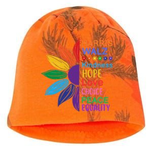 Harris Walz Diversity Rainbow Daisy Sunflower Vote Blue Kati - Camo Knit Beanie