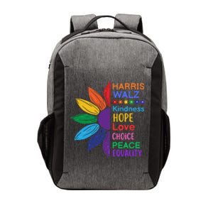 Harris Walz Diversity Rainbow Daisy Sunflower Vote Blue Vector Backpack