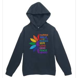 Harris Walz Diversity Rainbow Daisy Sunflower Vote Blue Urban Pullover Hoodie